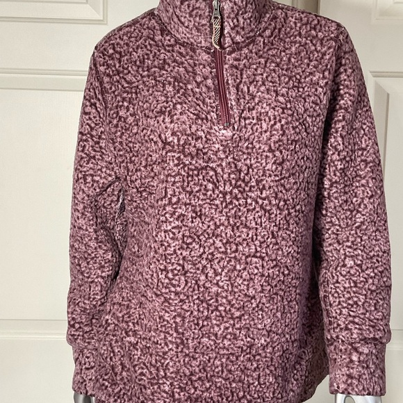 Original Weatherproof Vintage Women's Size Large Sherpa Fleece 1/4 Zip Purple - Picture 3 of 9